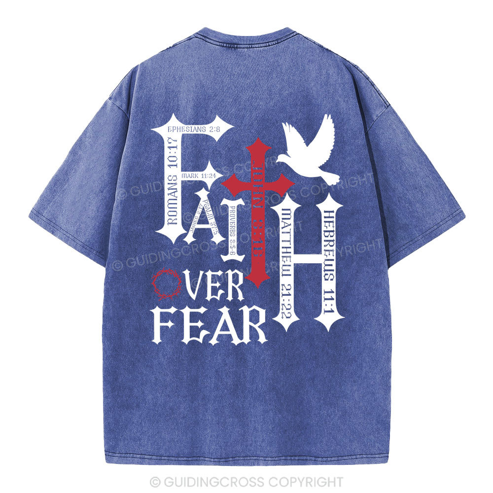 Faith Over Fear Christian Washed T-Shirt