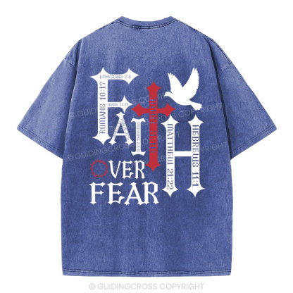 Faith Over Fear Christian Washed T-Shirt