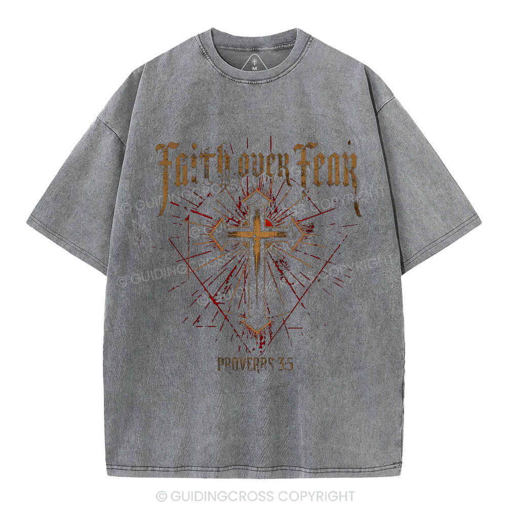 Faith Over Fear Christian Washed T-Shirt