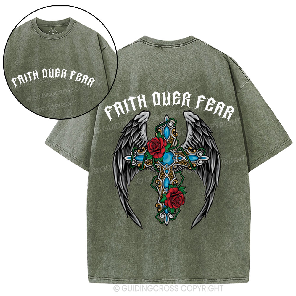 Faith Over Fear Christian Washed T-Shirt