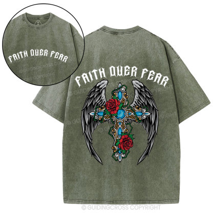 Faith Over Fear Christian Washed T-Shirt