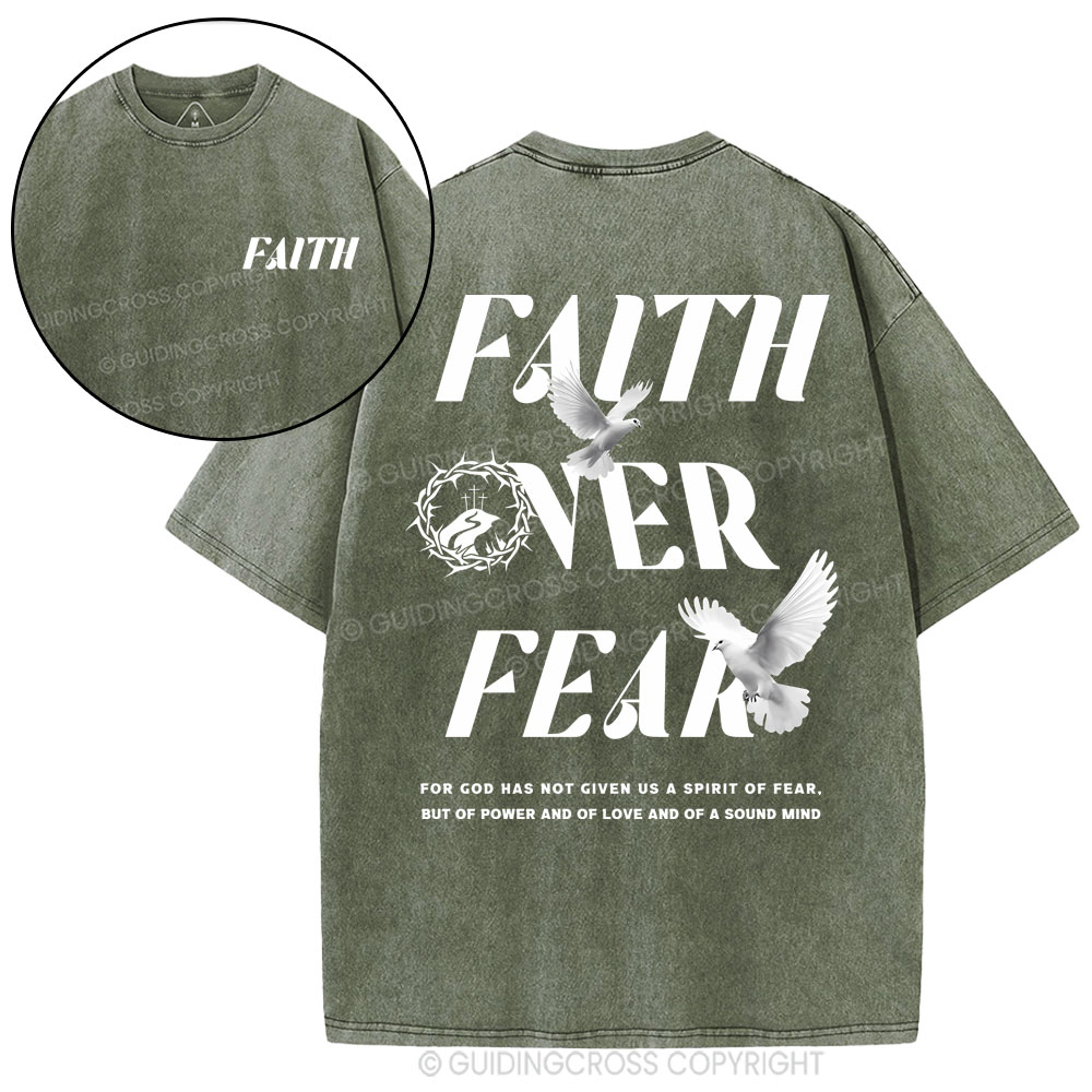 Faith Over Fear Christian Washed T-Shirt