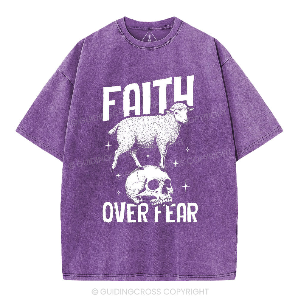 Faith Over Fear Christian Washed T-Shirt