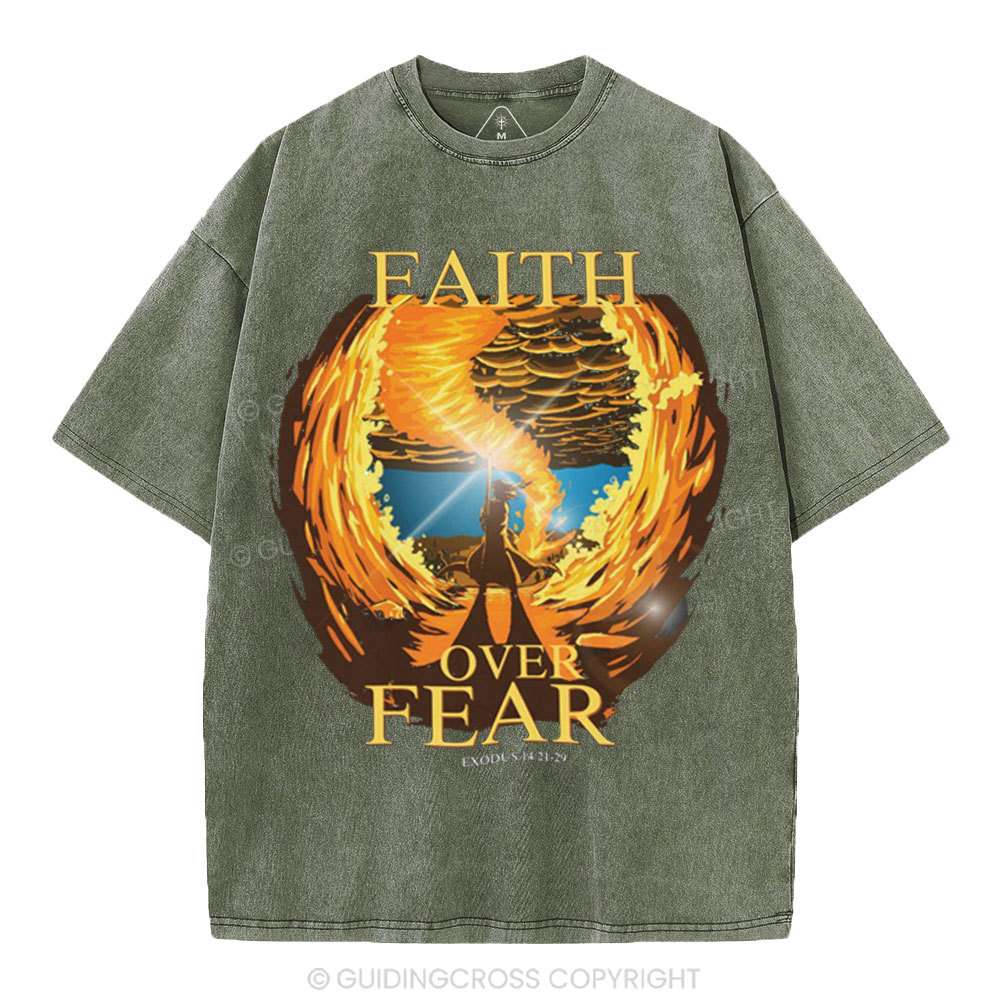 Faith Over Fear Christian Washed T-Shirt