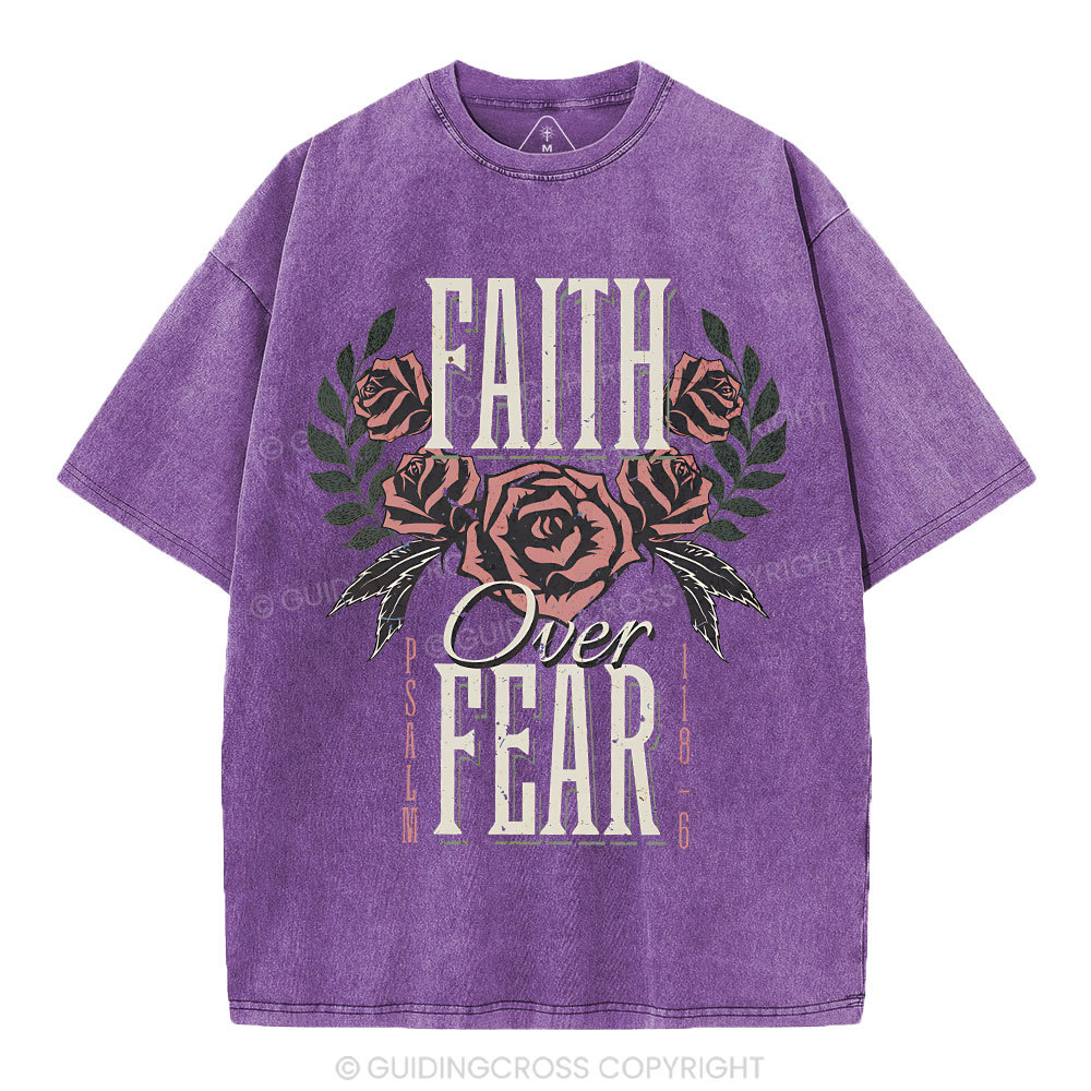 Faith Over Fear Christian Washed T-Shirt