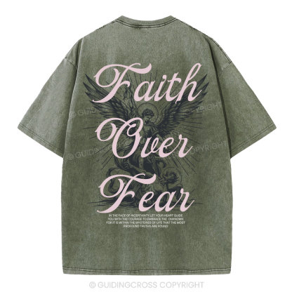 Faith Over Fear Christian Washed T-Shirt