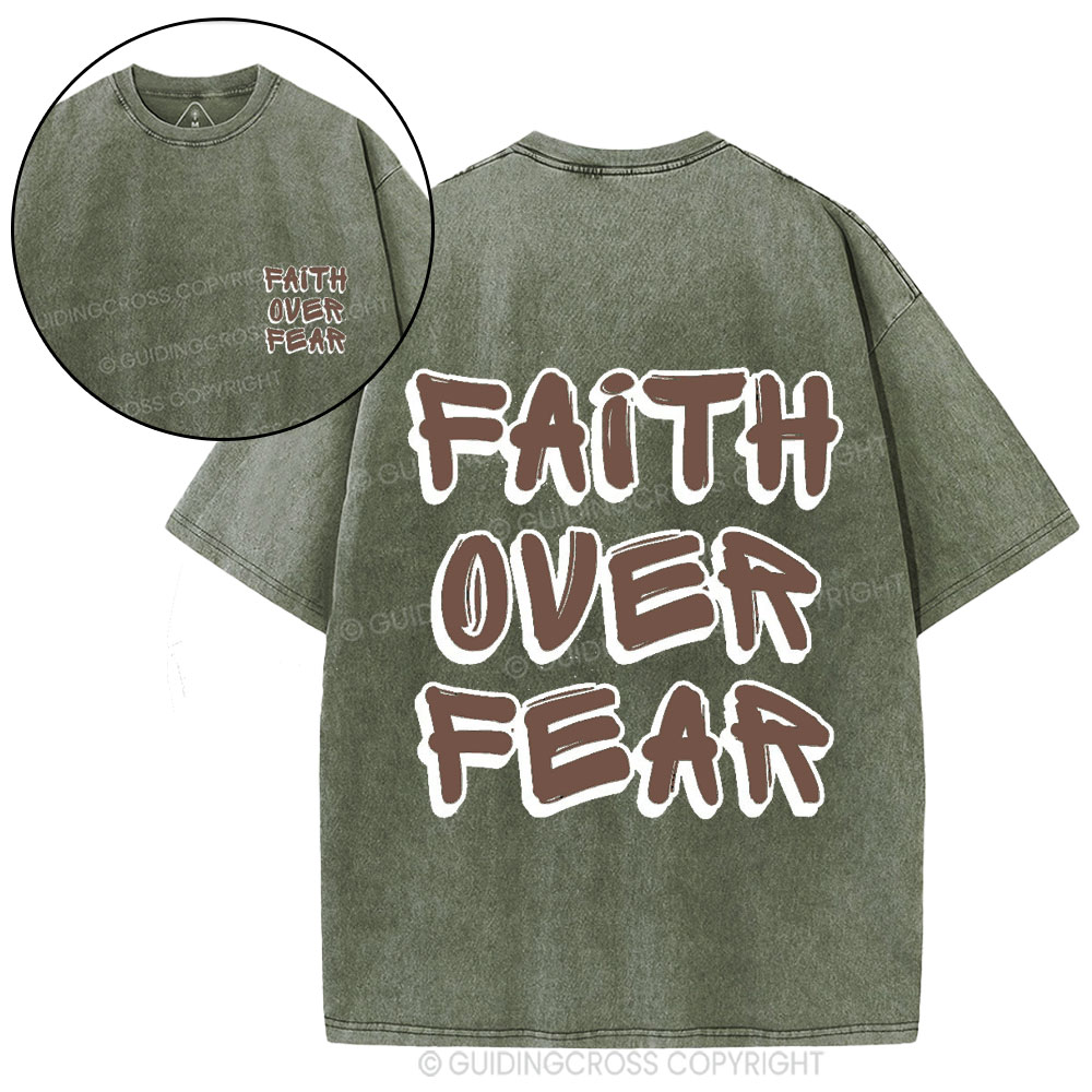 Faith Over Fear Christian Washed T-Shirt