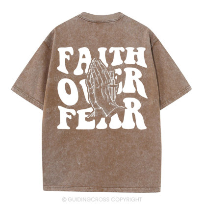 Faith Over Fear Christian Washed T-Shirt