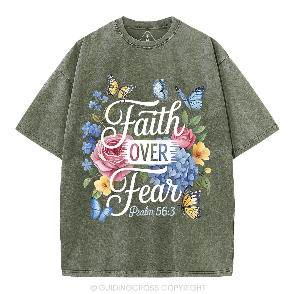 Faith Over Fear Christian Washed T-Shirt