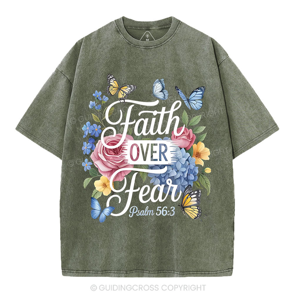 Faith Over Fear Christian Washed T-Shirt
