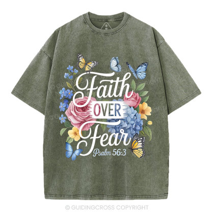 Faith Over Fear Christian Washed T-Shirt