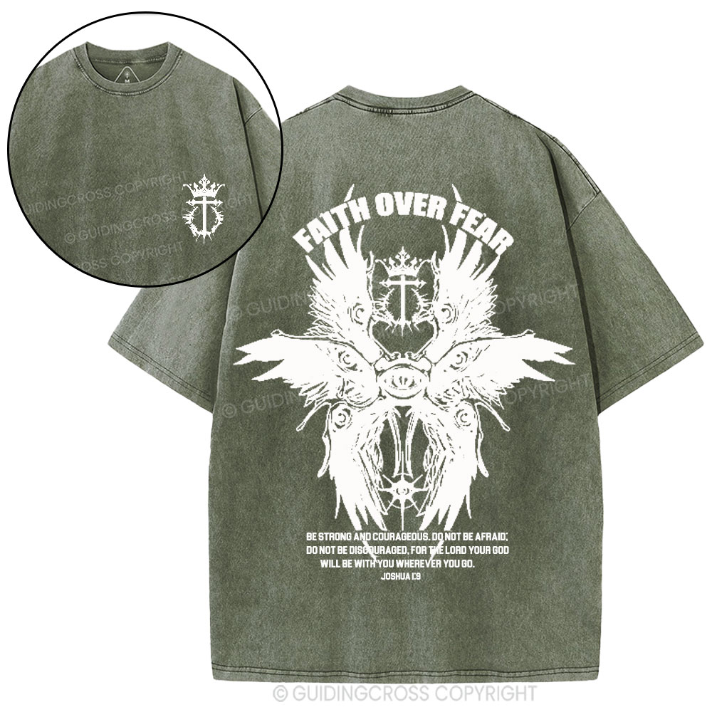 Faith Over Fear Christian Washed T-Shirt
