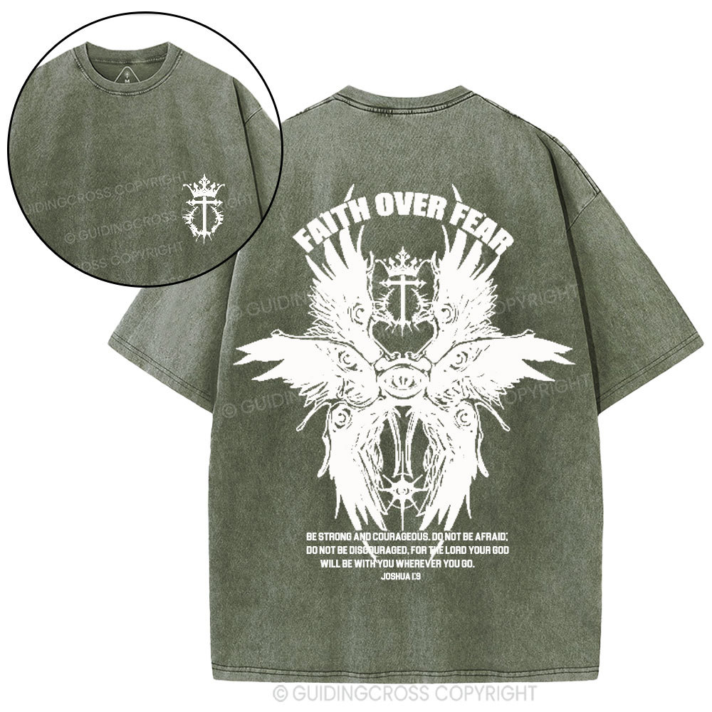 Faith Over Fear Christian Washed T-Shirt