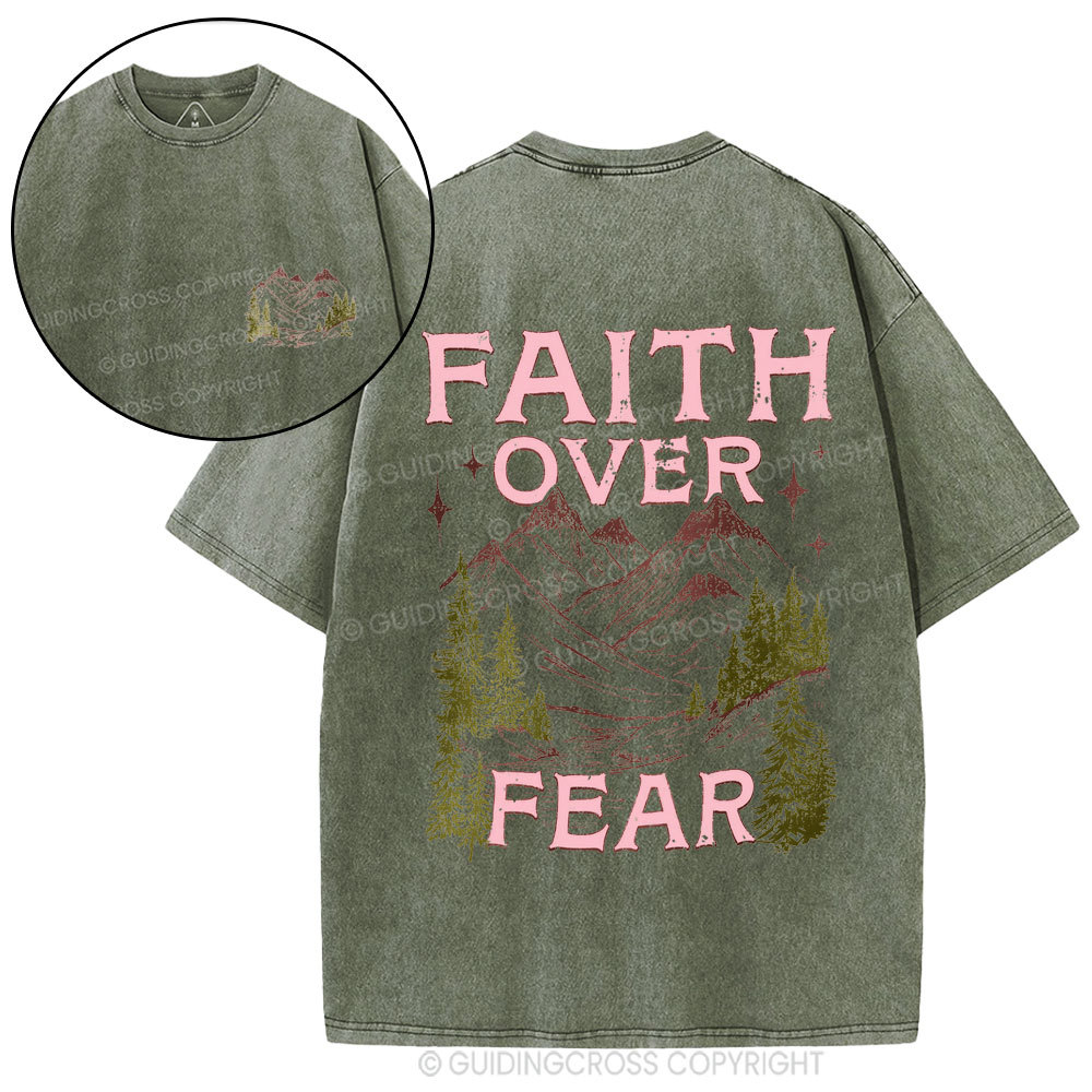 Faith Over Fear Christian Washed T-Shirt