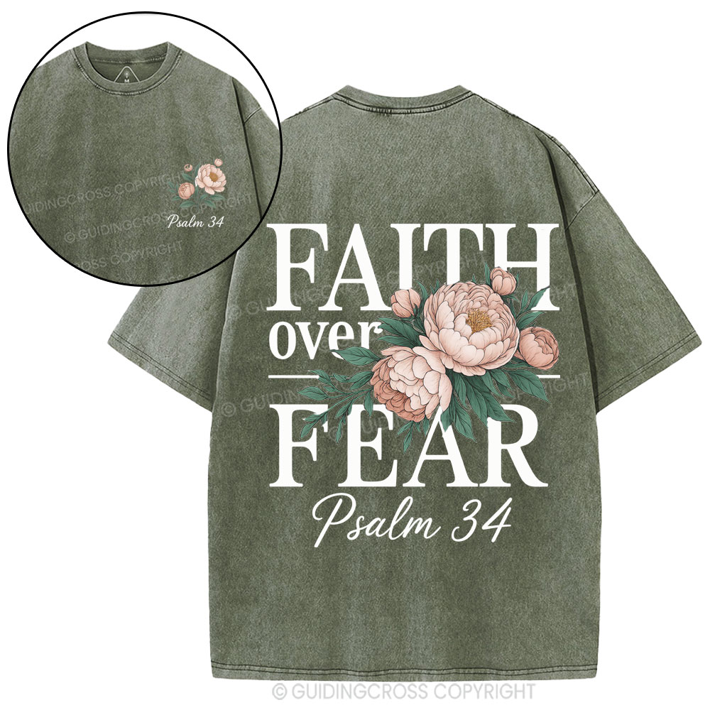 Faith Over Fear Christian Washed T-Shirt