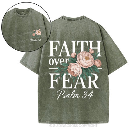 Faith Over Fear Christian Washed T-Shirt
