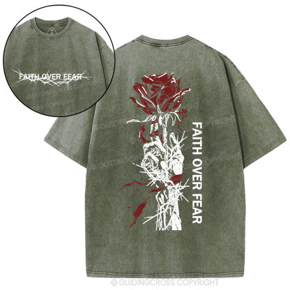 Faith Over Fear Christian Washed T-Shirt