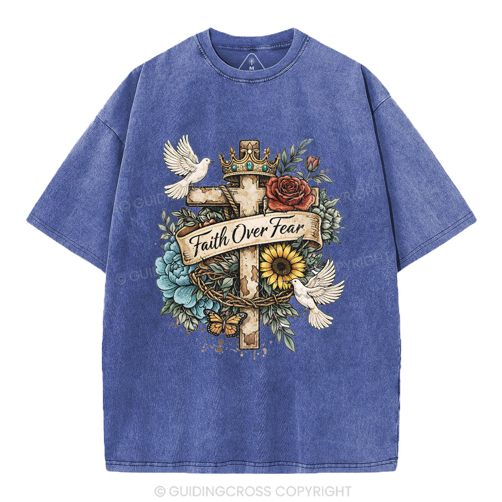 Faith Over Fear Christian Washed T-Shirt
