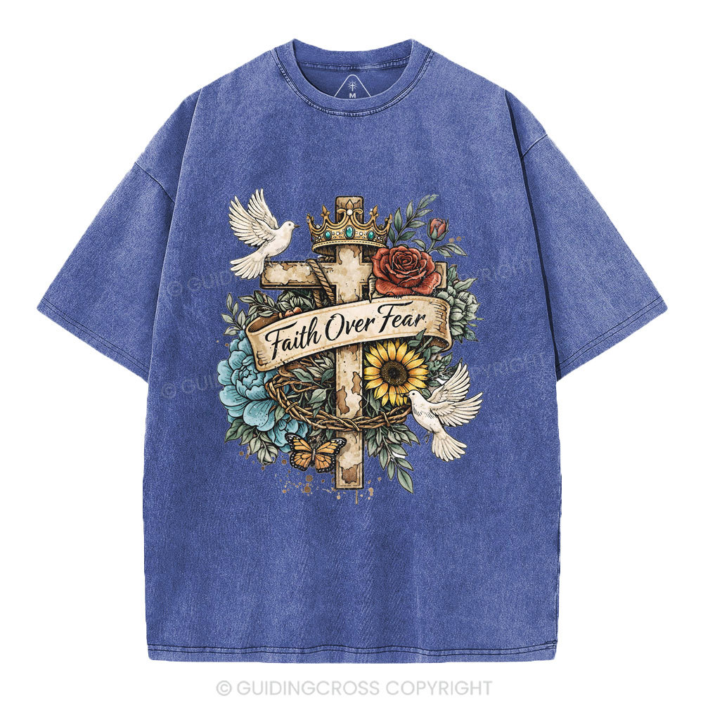 Faith Over Fear Christian Washed T-Shirt
