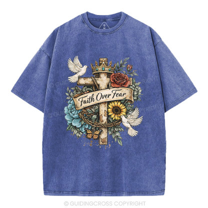 Faith Over Fear Christian Washed T-Shirt