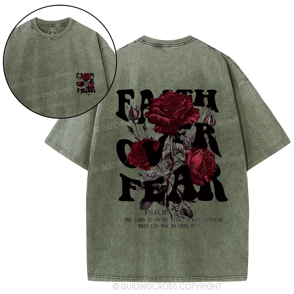 Faith Over Fear Christian Washed T-Shirt
