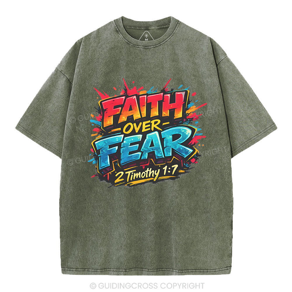 Faith Over Fear Christian Washed T-Shirt