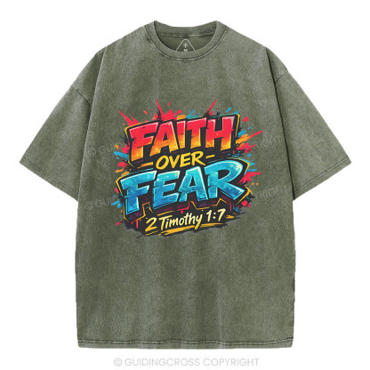 Faith Over Fear Christian Washed T-Shirt