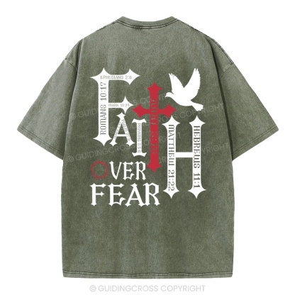 Faith Over Fear Christian Washed T-Shirt