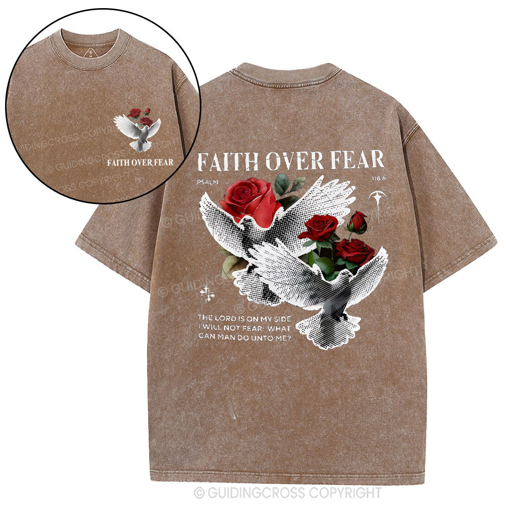 Faith Over Fear Christian Washed T-Shirt