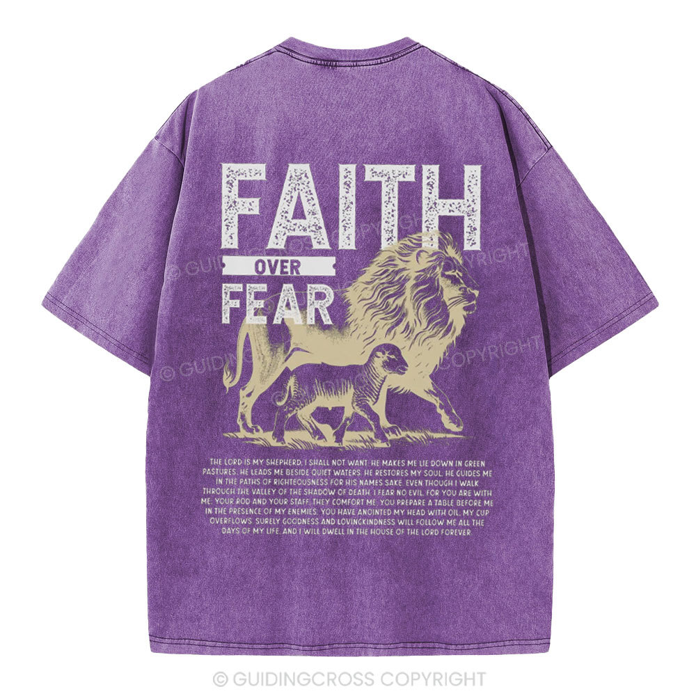 Faith Over Fear Christian Washed T-Shirt