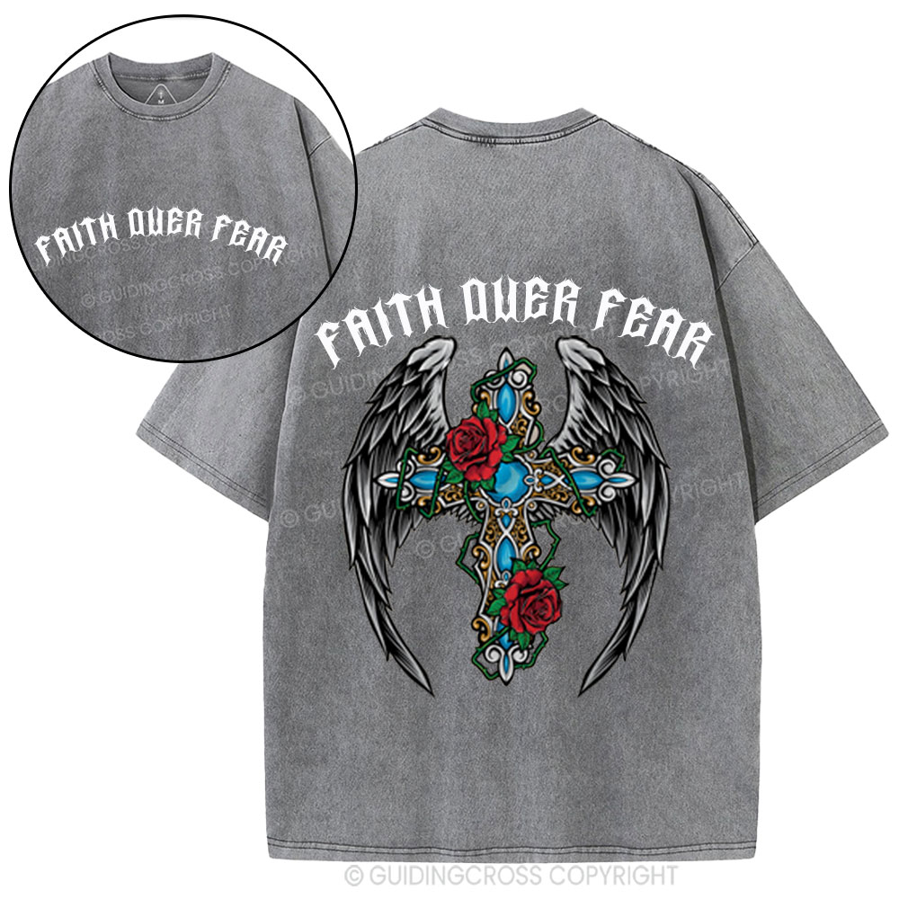 Faith Over Fear Christian Washed T-Shirt