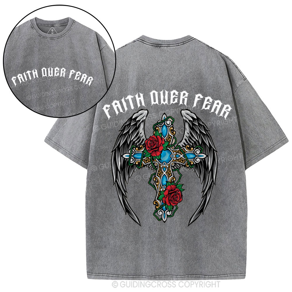 Faith Over Fear Christian Washed T-Shirt