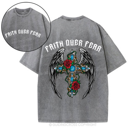 Faith Over Fear Christian Washed T-Shirt