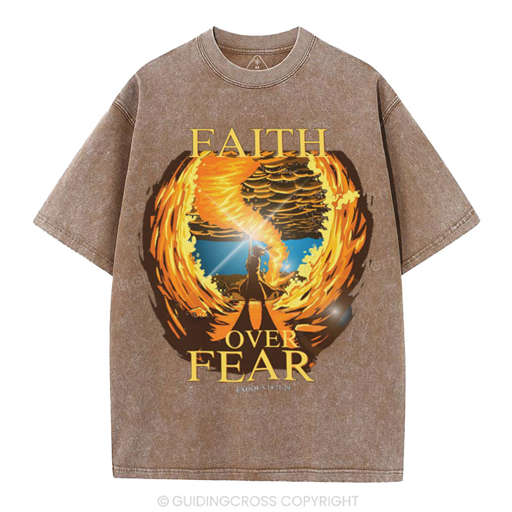 Faith Over Fear Christian Washed T-Shirt