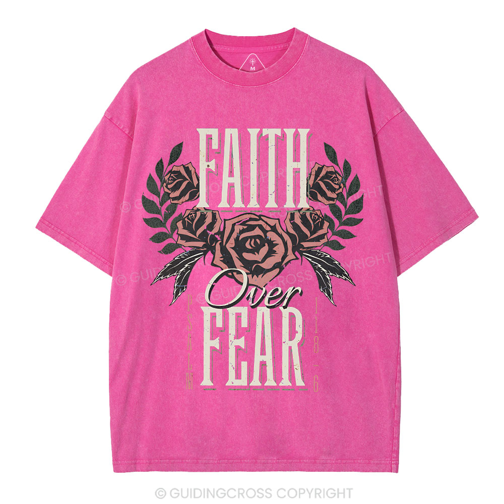 Faith Over Fear Christian Washed T-Shirt