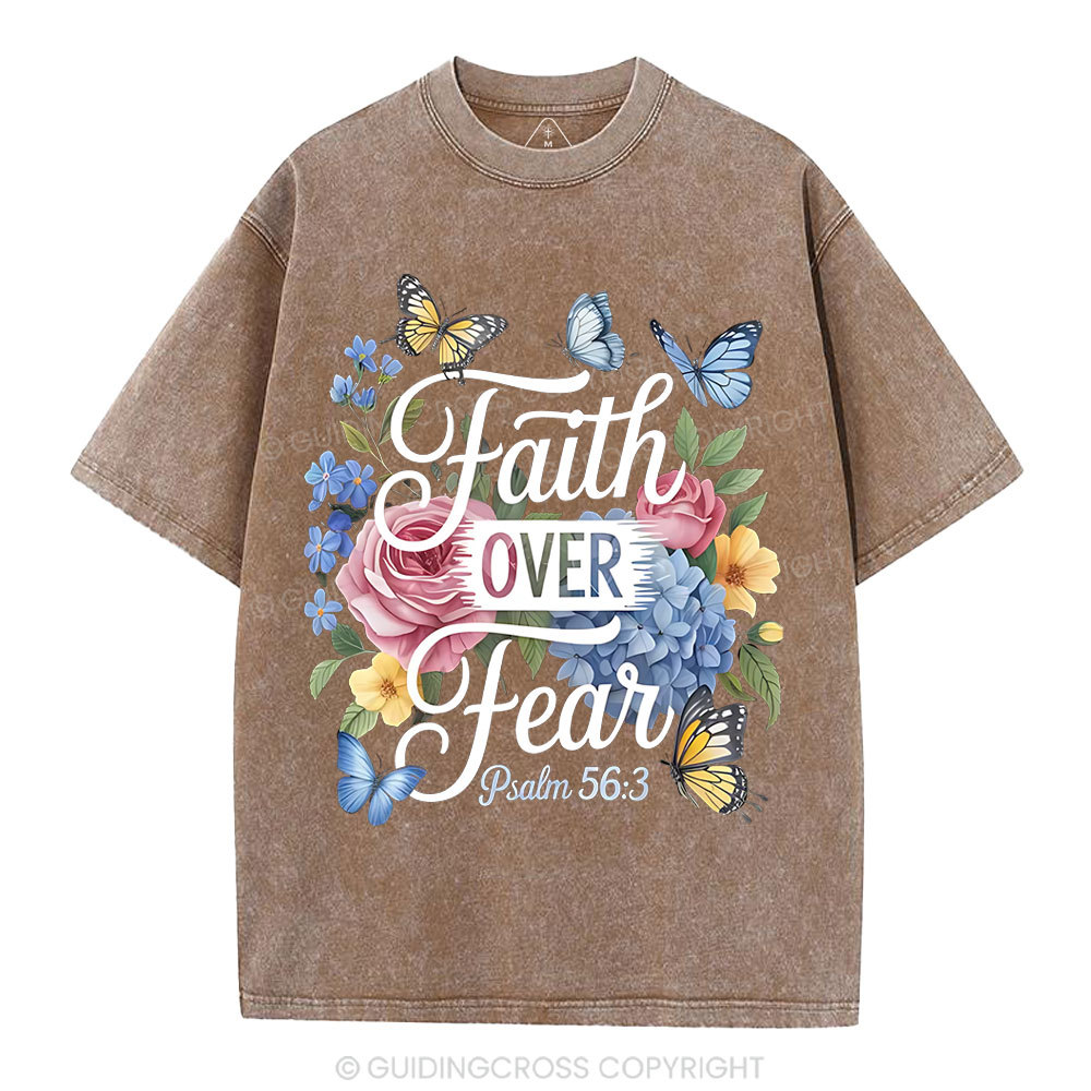 Faith Over Fear Christian Washed T-Shirt