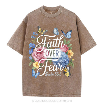 Faith Over Fear Christian Washed T-Shirt