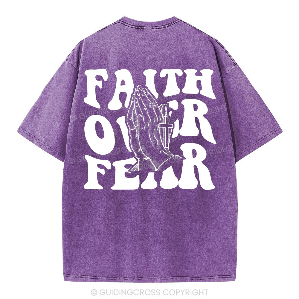 Faith Over Fear Christian Washed T-Shirt