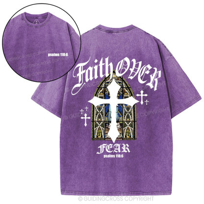 Faith Over Fear Christian Washed T-Shirt