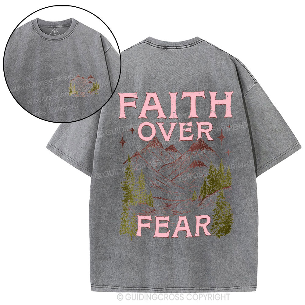 Faith Over Fear Christian Washed T-Shirt