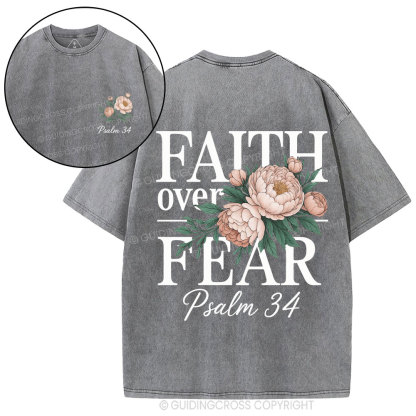 Faith Over Fear Christian Washed T-Shirt