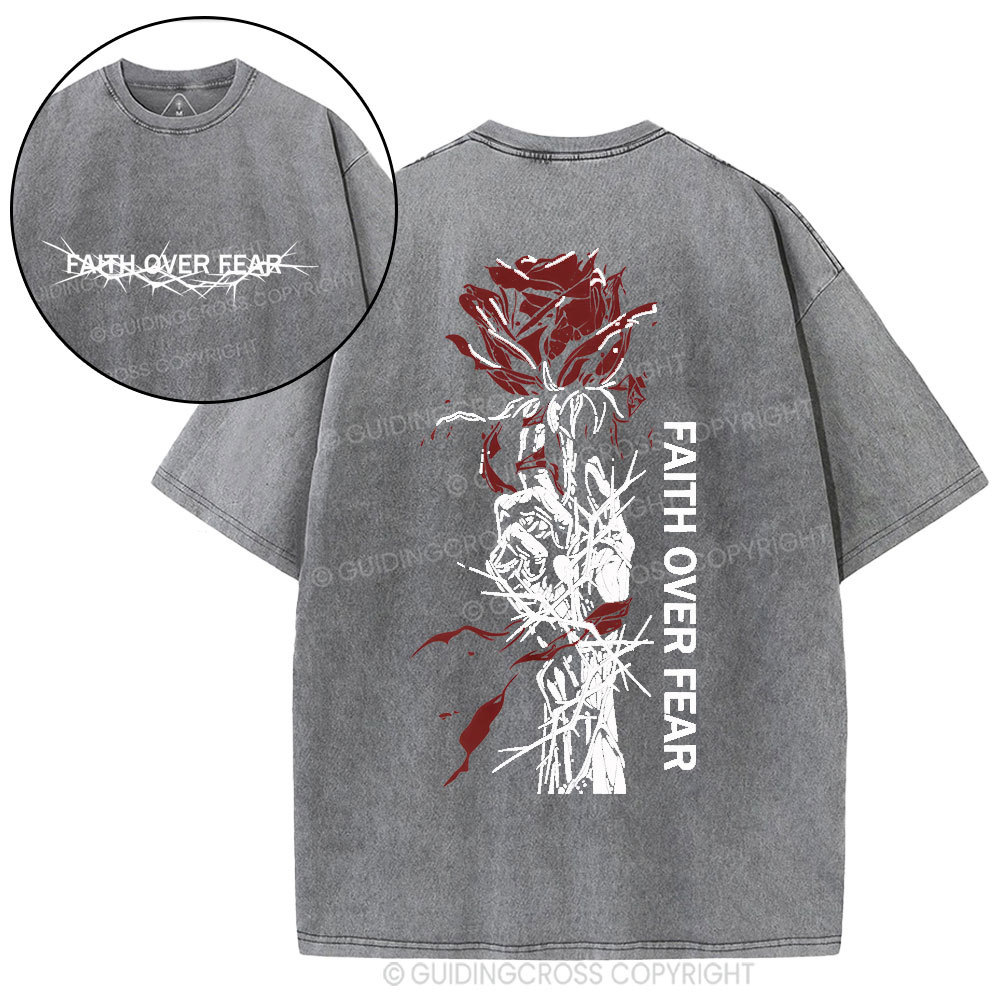 Faith Over Fear Christian Washed T-Shirt