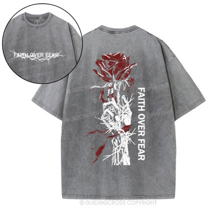Faith Over Fear Christian Washed T-Shirt