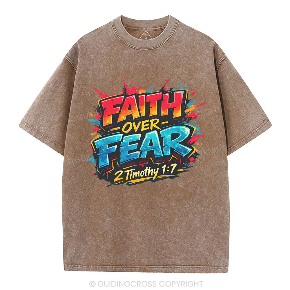 Faith Over Fear Christian Washed T-Shirt