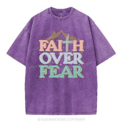 Faith Over Fear Christian Washed T-Shirt