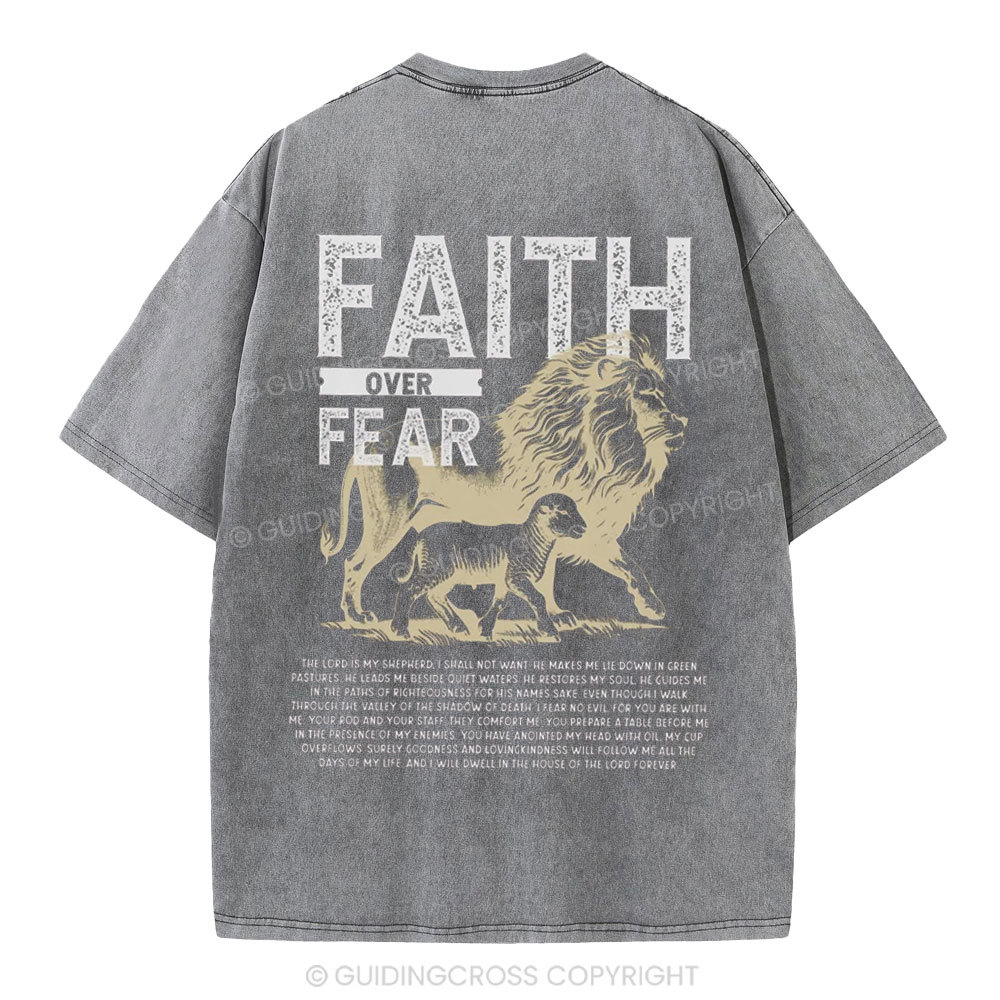 Faith Over Fear Christian Washed T-Shirt
