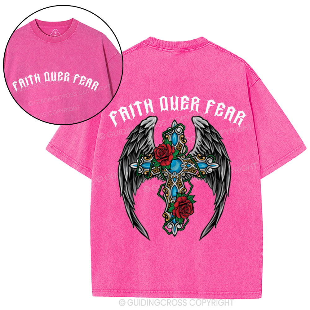 Faith Over Fear Christian Washed T-Shirt