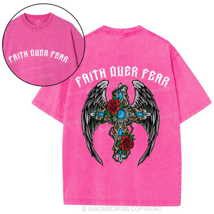 Faith Over Fear Christian Washed T-Shirt