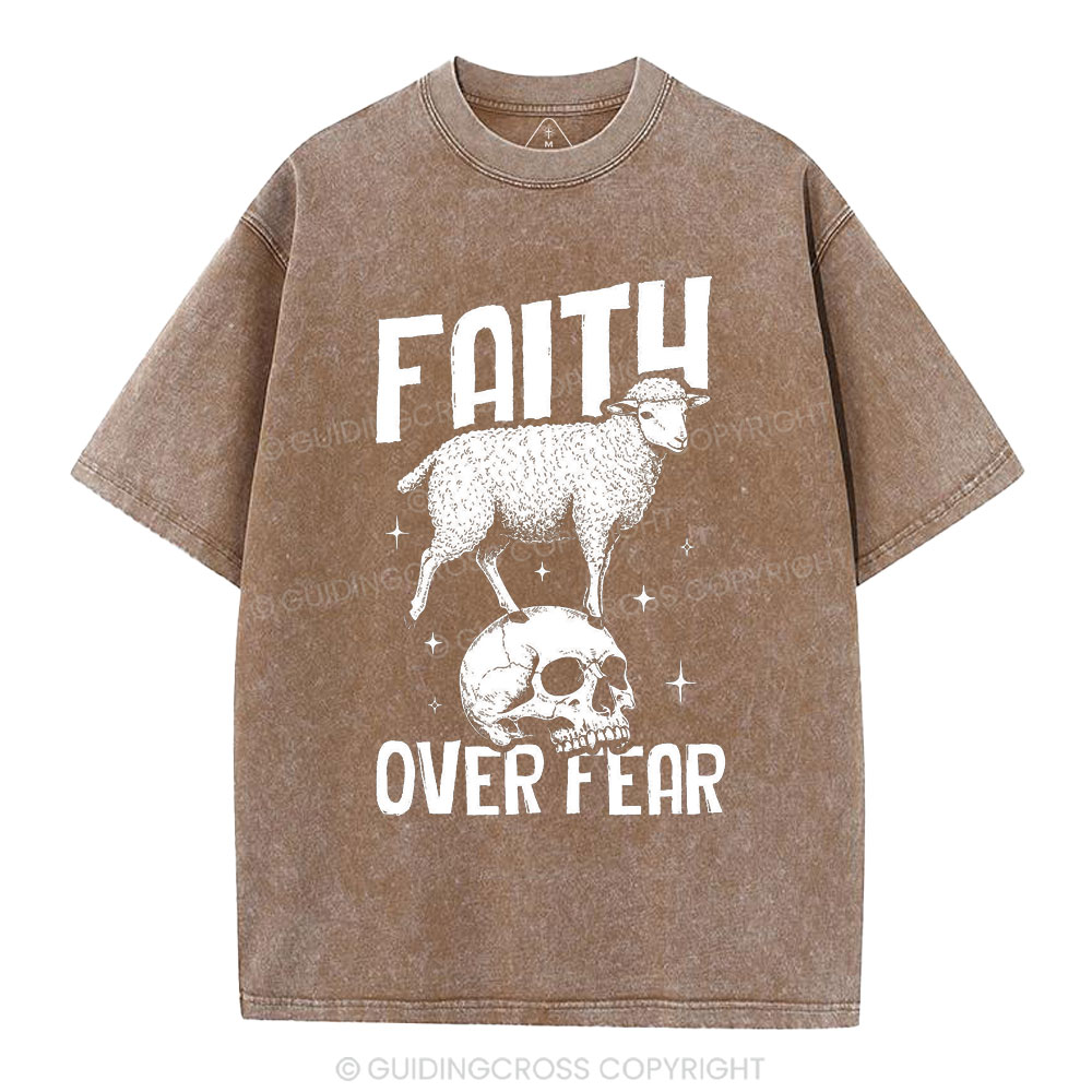 Faith Over Fear Christian Washed T-Shirt