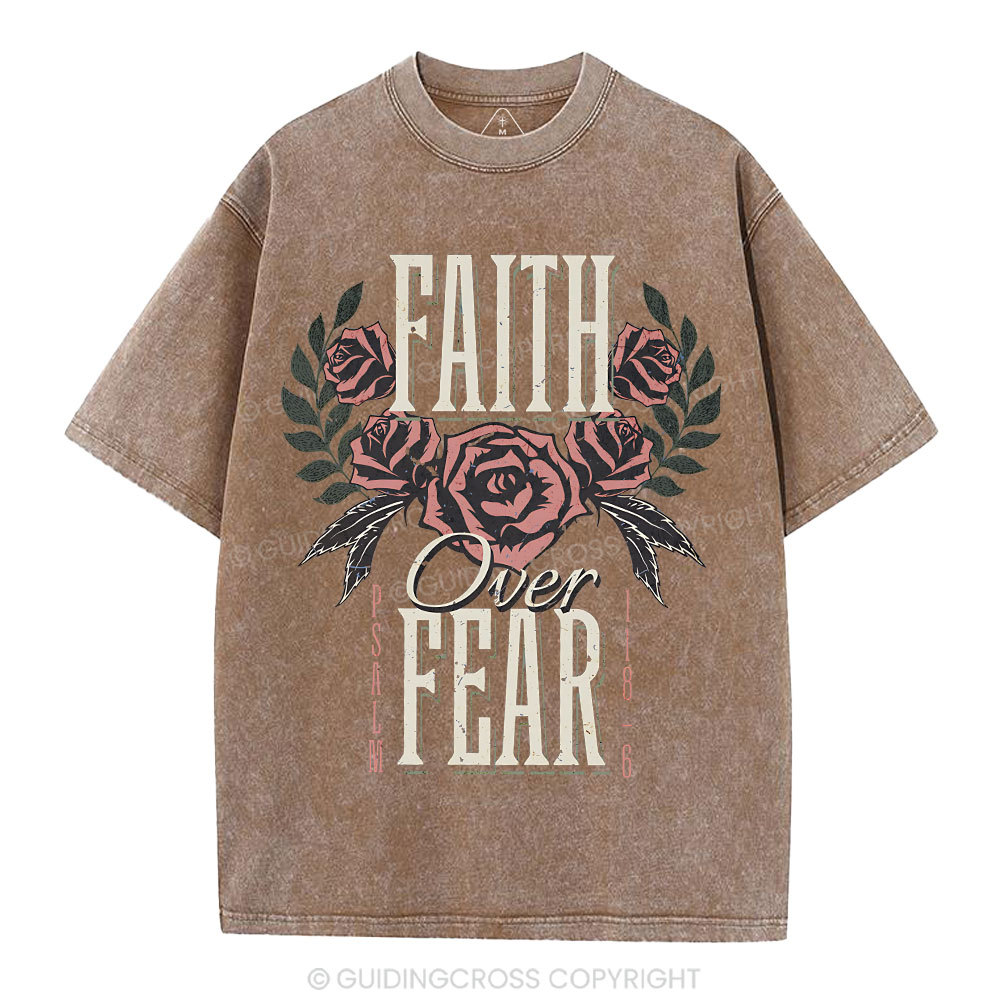 Faith Over Fear Christian Washed T-Shirt